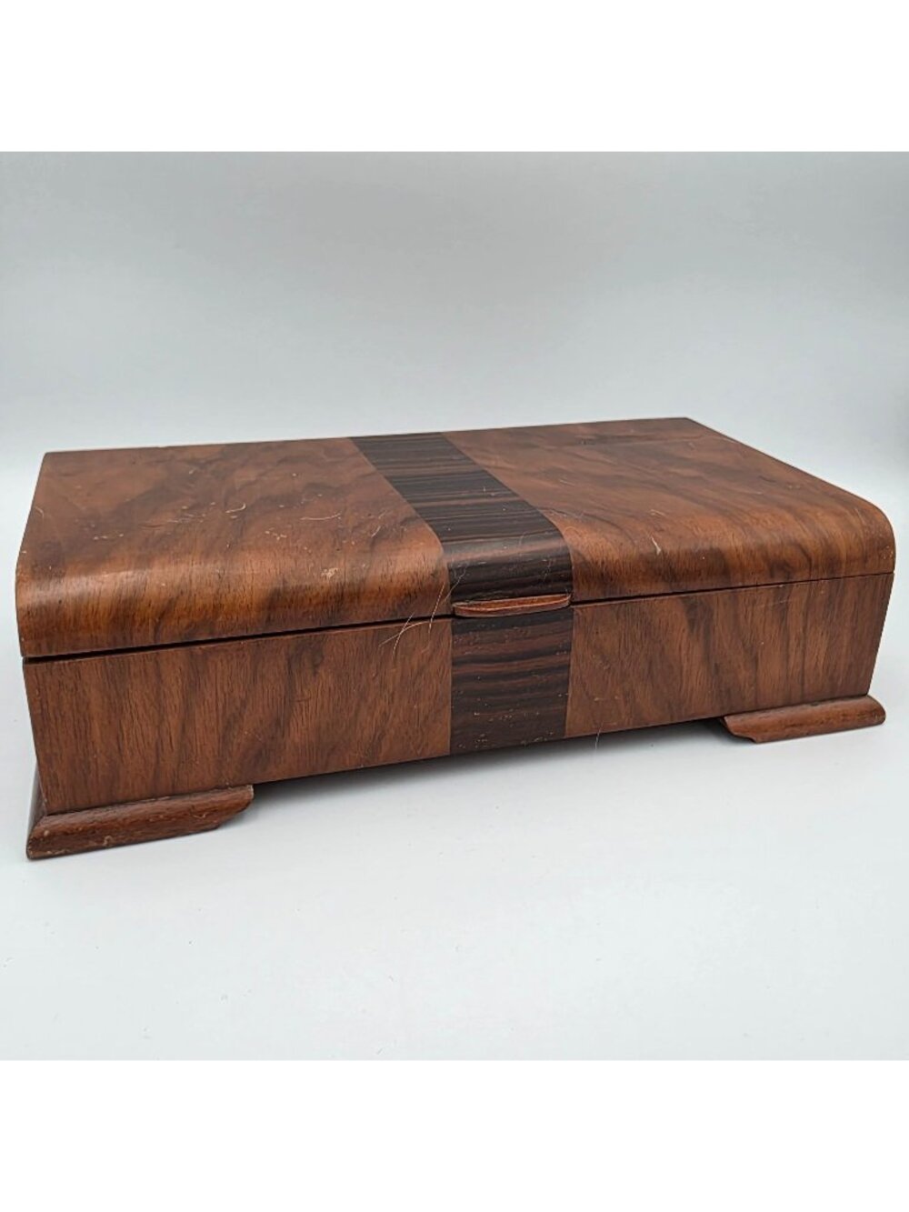 Vintage Art Deco Walnut Box 3 Dividers "5.5 x 10.5"
